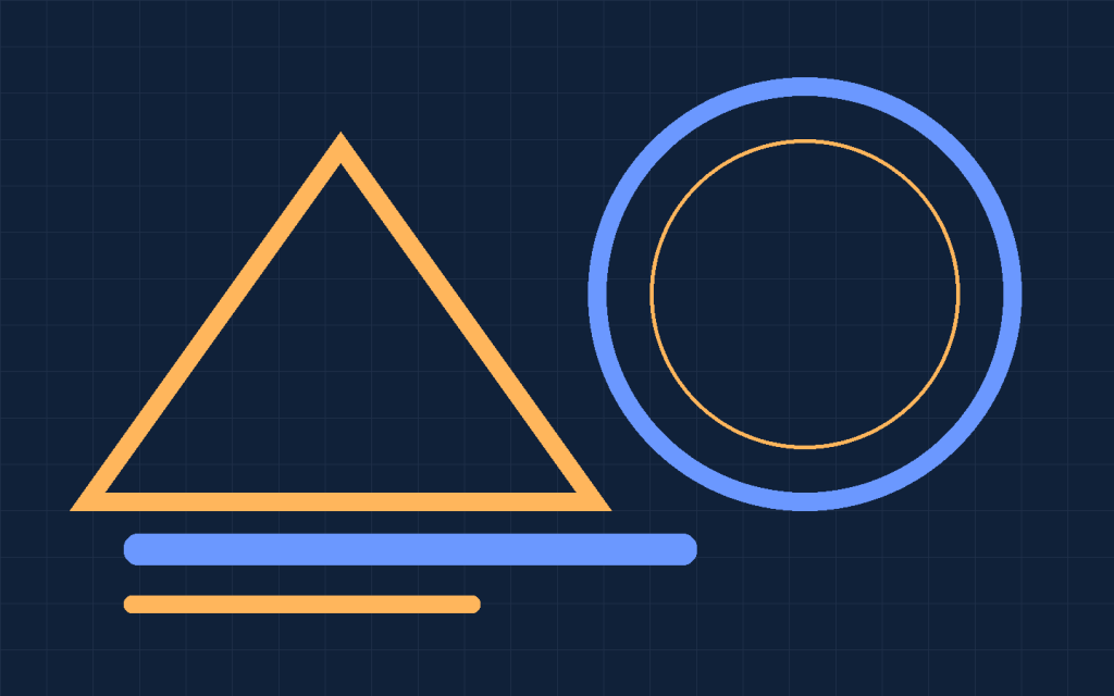 Lab grid: original geometric circles, triangle and grid on a dark background.