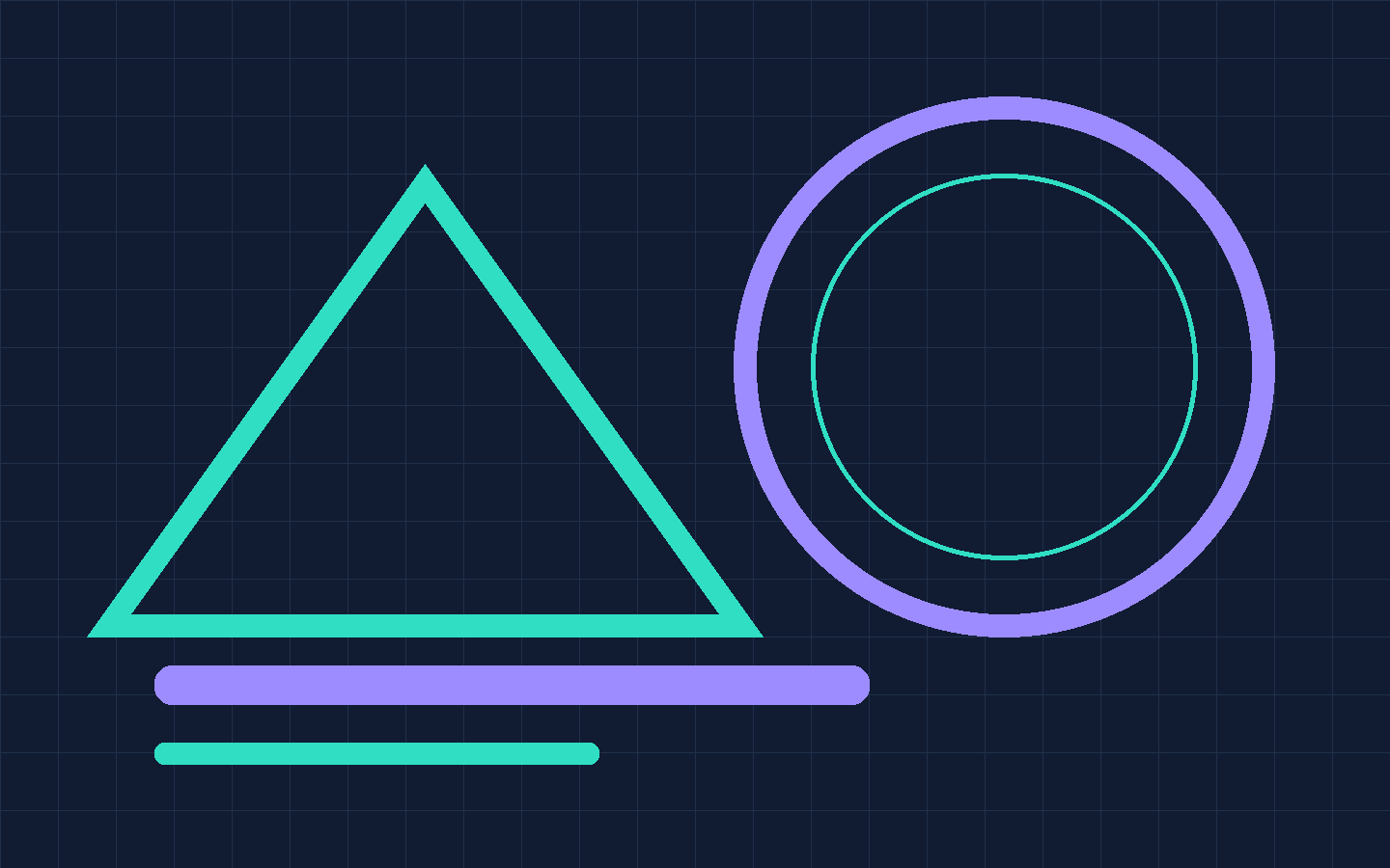 Lab orbit: original geometric circles, triangle and grid on a dark background.
