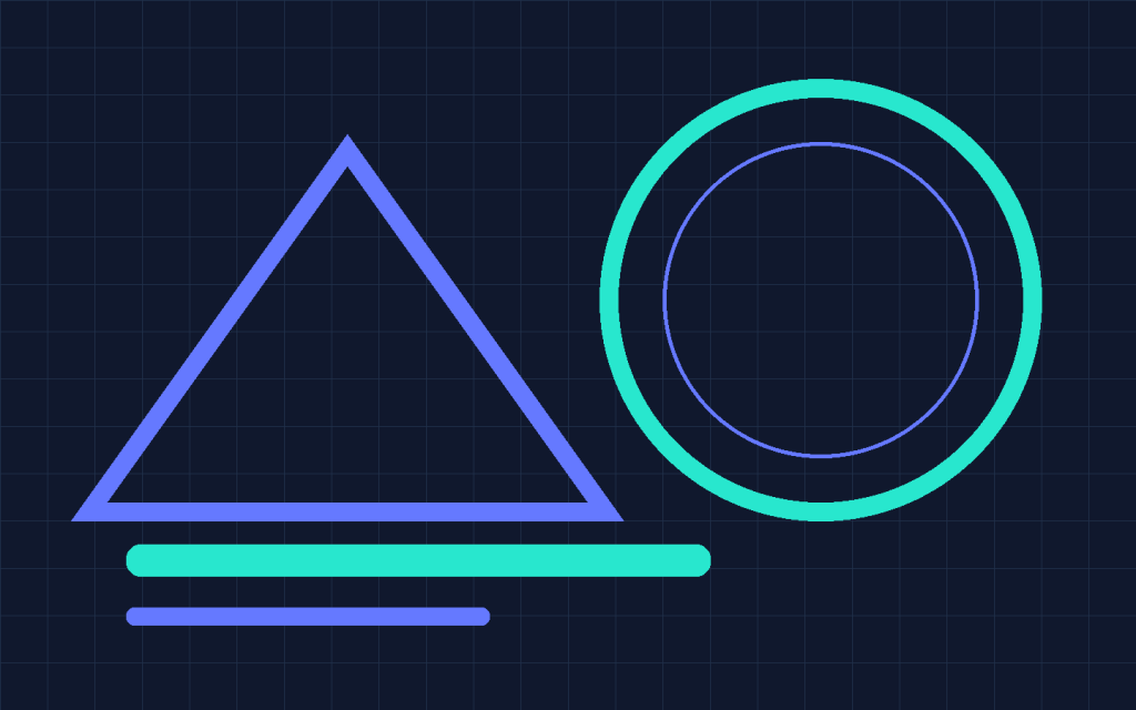 Lab signal: original geometric circles, triangle and grid on a dark background.